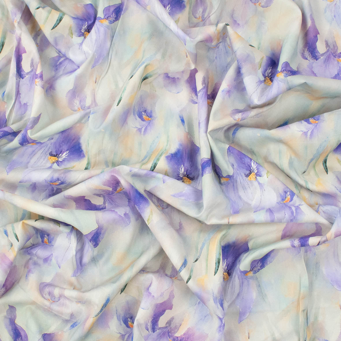 Pure Cotton Lawn Watercolour Prints SS41838 - Iris Garden Lavender Bloom