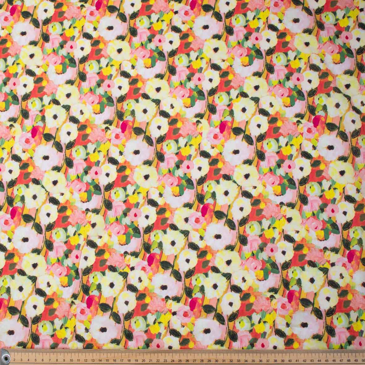 Pure Cotton Lawn Watercolour Prints SS41843 - Impressionist Bloom Sunset Garden