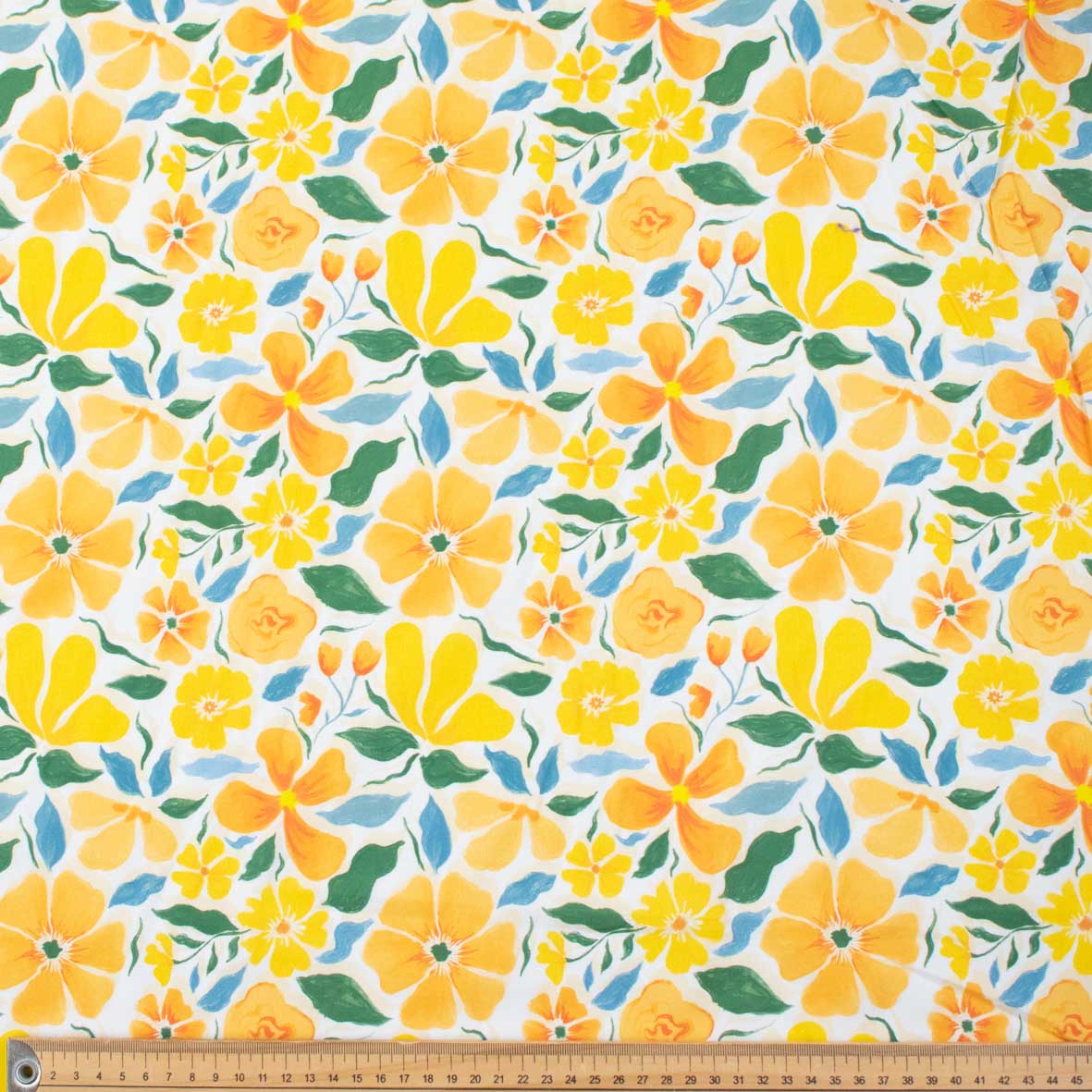 Pure Cotton Lawn Watercolour Prints SS41842 - Vibrant Bloom Garden Golden Yellow