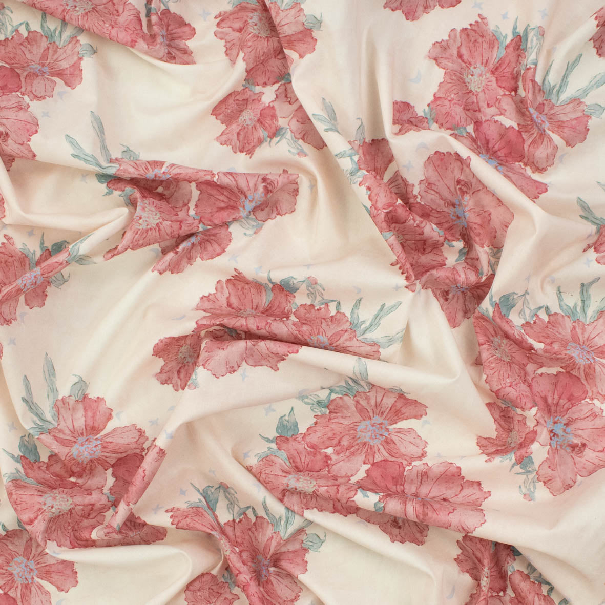 Pure Cotton Lawn Watercolour Prints SS-41834 - Vintage Floral Red