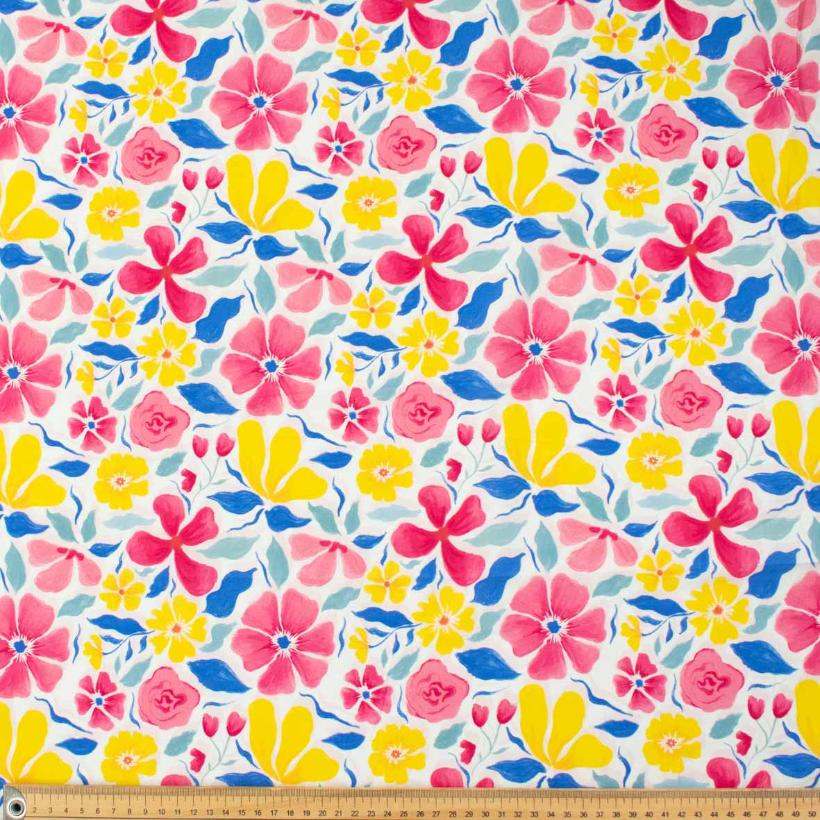 Pure Cotton Lawn Watercolour Prints SS41842 - Vibrant Bloom Garden Sunset Pink