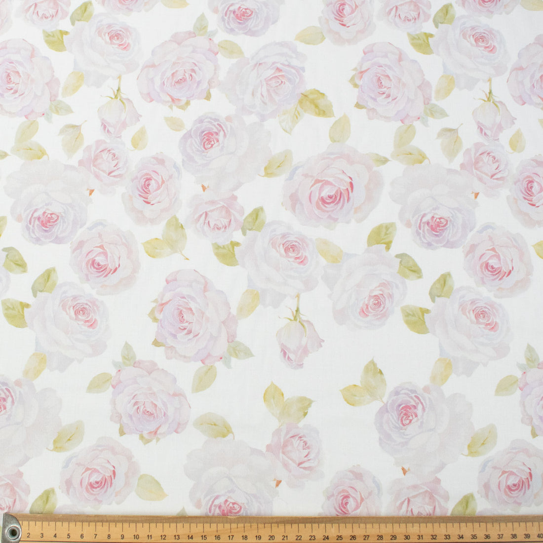 Pure Cotton Lawn Watercolour Prints SS41873 - Romantic Rose on White