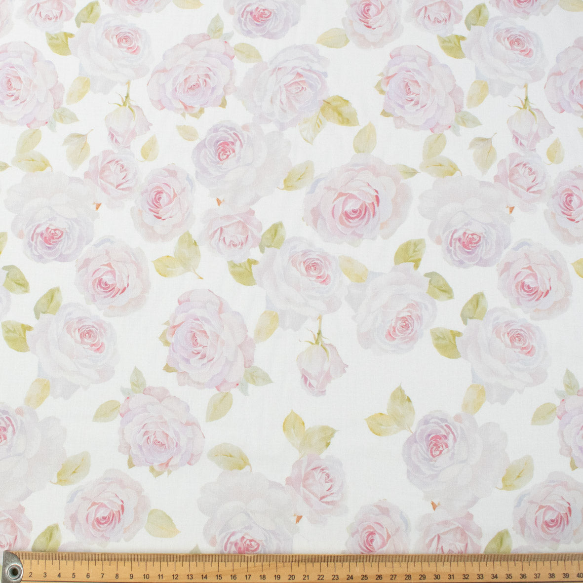 Pure Cotton Lawn Watercolour Prints SS41873 - Romantic Rose on White