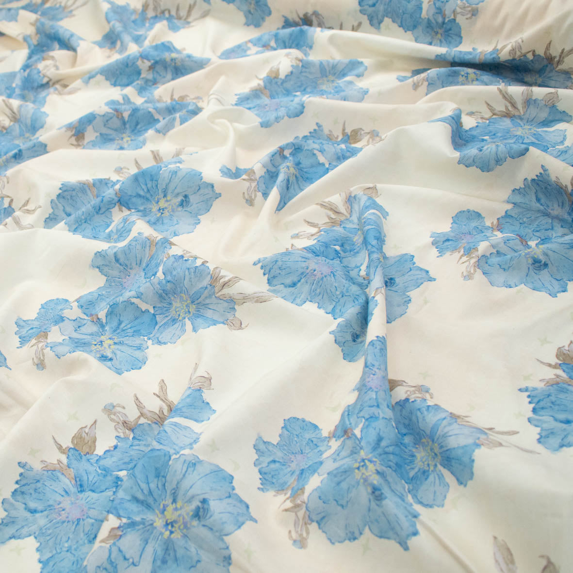 Pure Cotton Lawn Watercolour Prints SS-41834 - Vintage Floral Blue