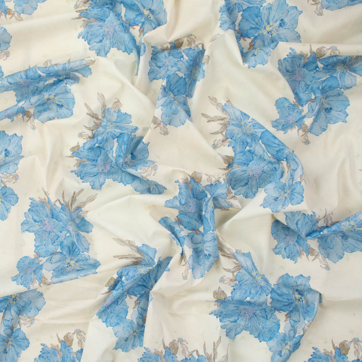 Pure Cotton Lawn Watercolour Prints SS-41834 - Vintage Floral Blue