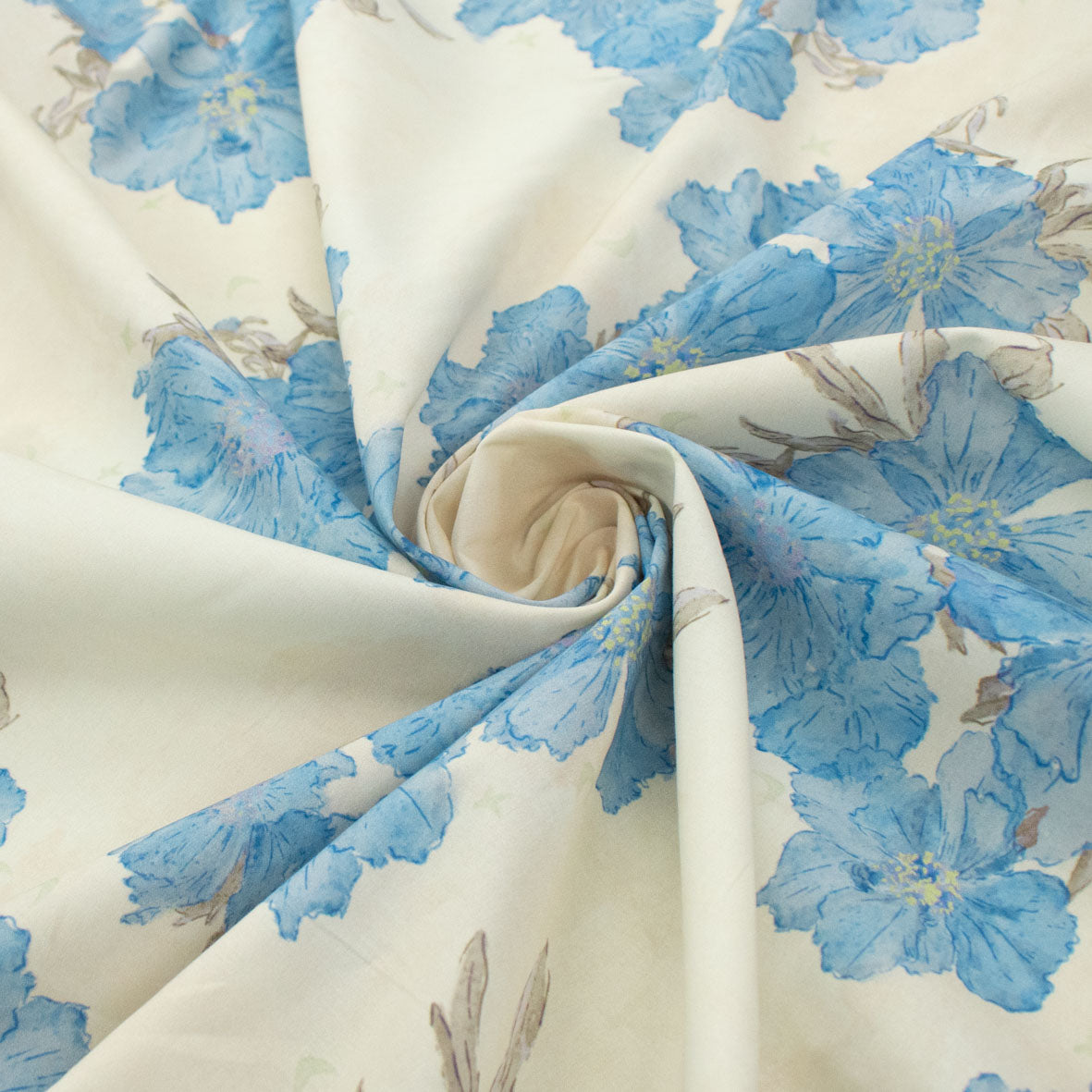 Pure Cotton Lawn Watercolour Prints SS-41834 - Vintage Floral Blue