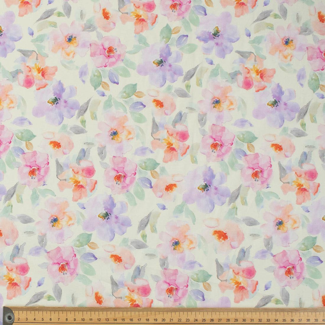 Pure Cotton Lawn Watercolour Prints SS-41836 - Floral Bloom on Ivory