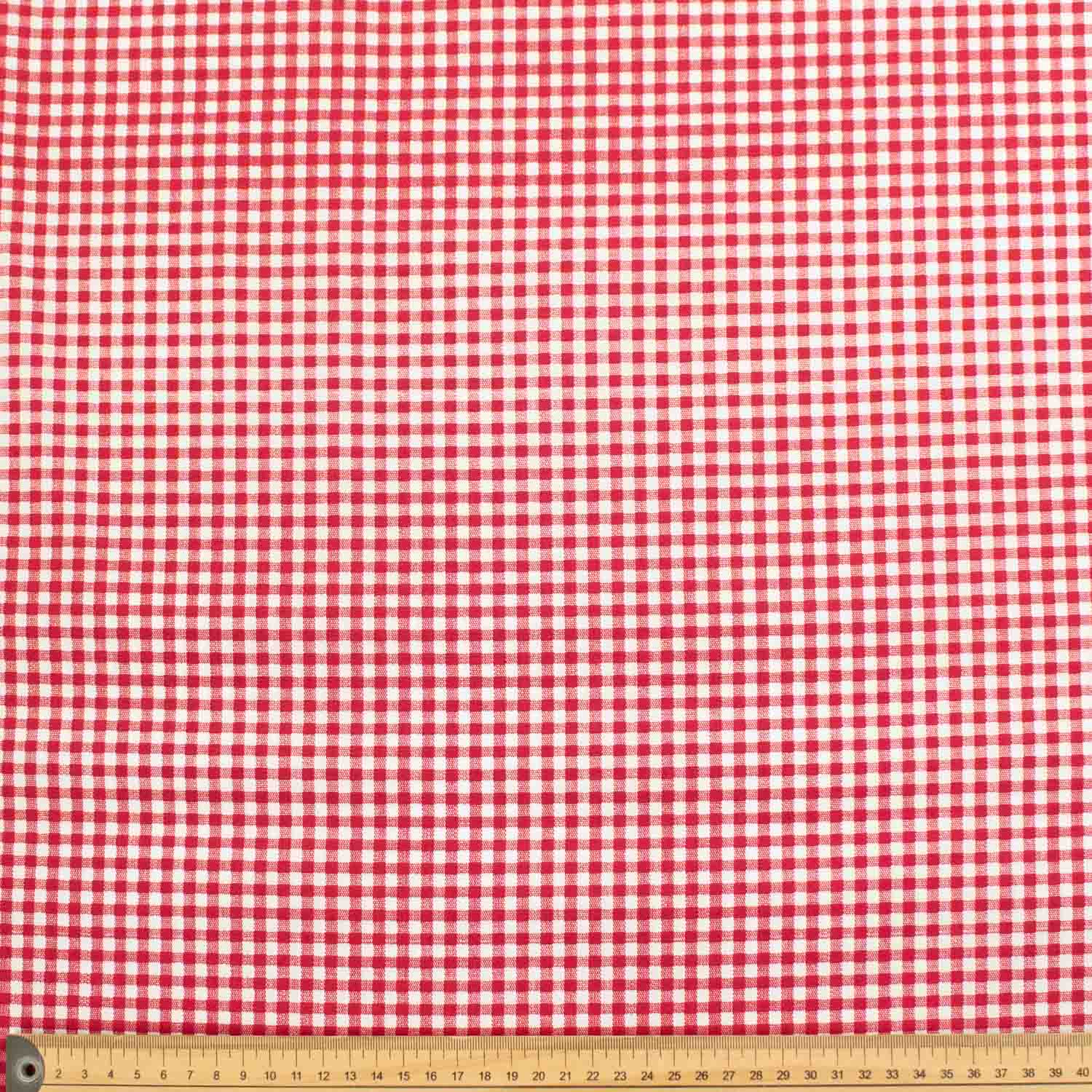 Red Small Check Cotton Print