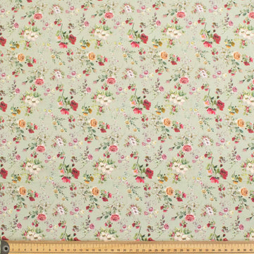 Green Floral Vintage Cotton Print