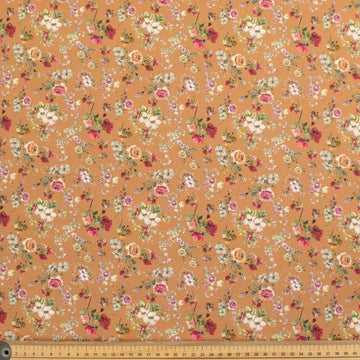 Brown Floral Vintage Cotton Print