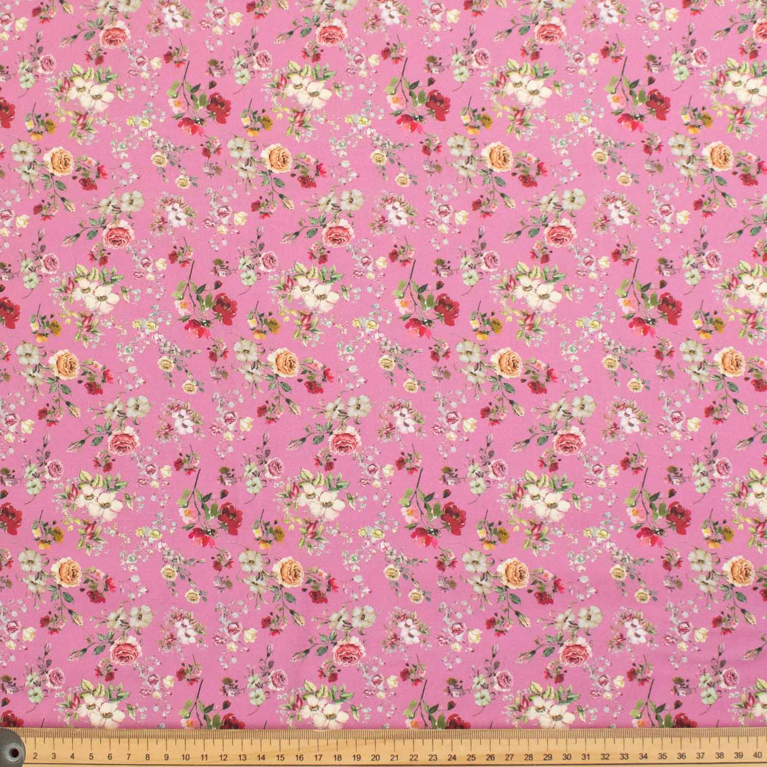 Pink Floral Vintage Cotton Print