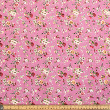 Pink Floral Vintage Cotton Print
