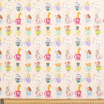 Cream YouÕre My Cup Of Tea Novelty Cotton Print