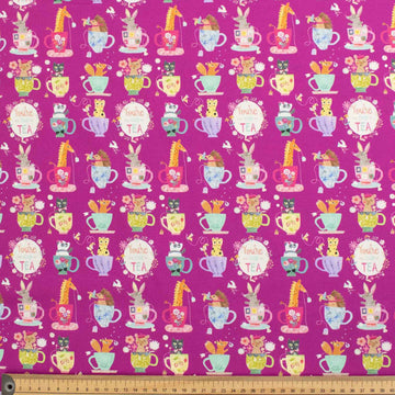 Purple You're My Cup Of Tea Novelty Cotton Print