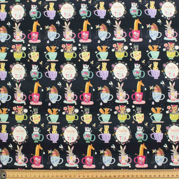 Black You're My Cup Of Tea Novelty Cotton Print