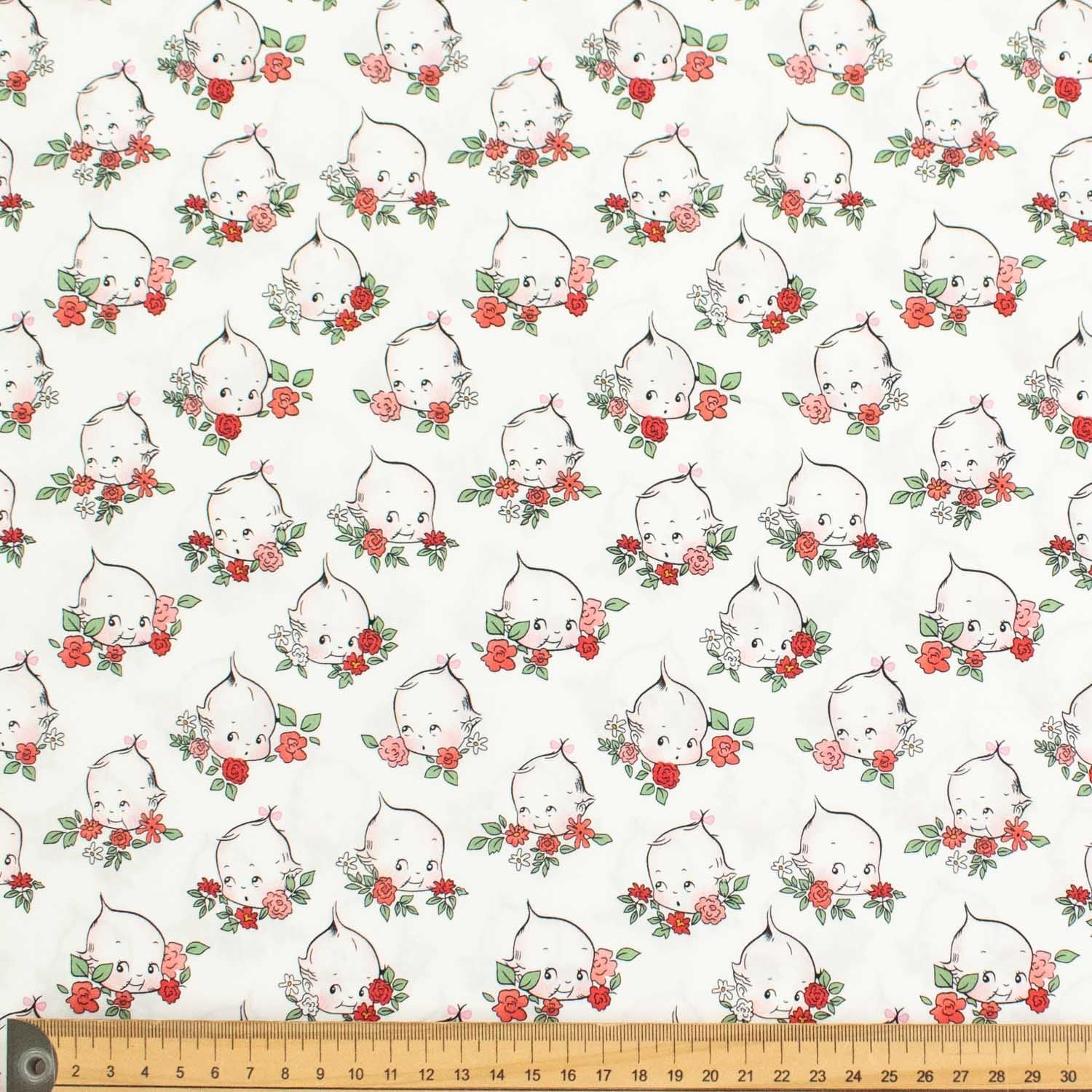 White Sew Kewpie Babies Cotton Print