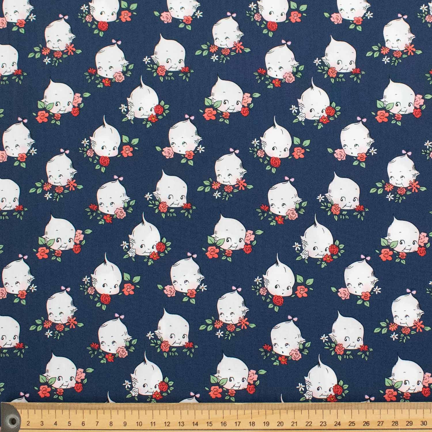 Navy Sew Kewpie Babies Cotton Print