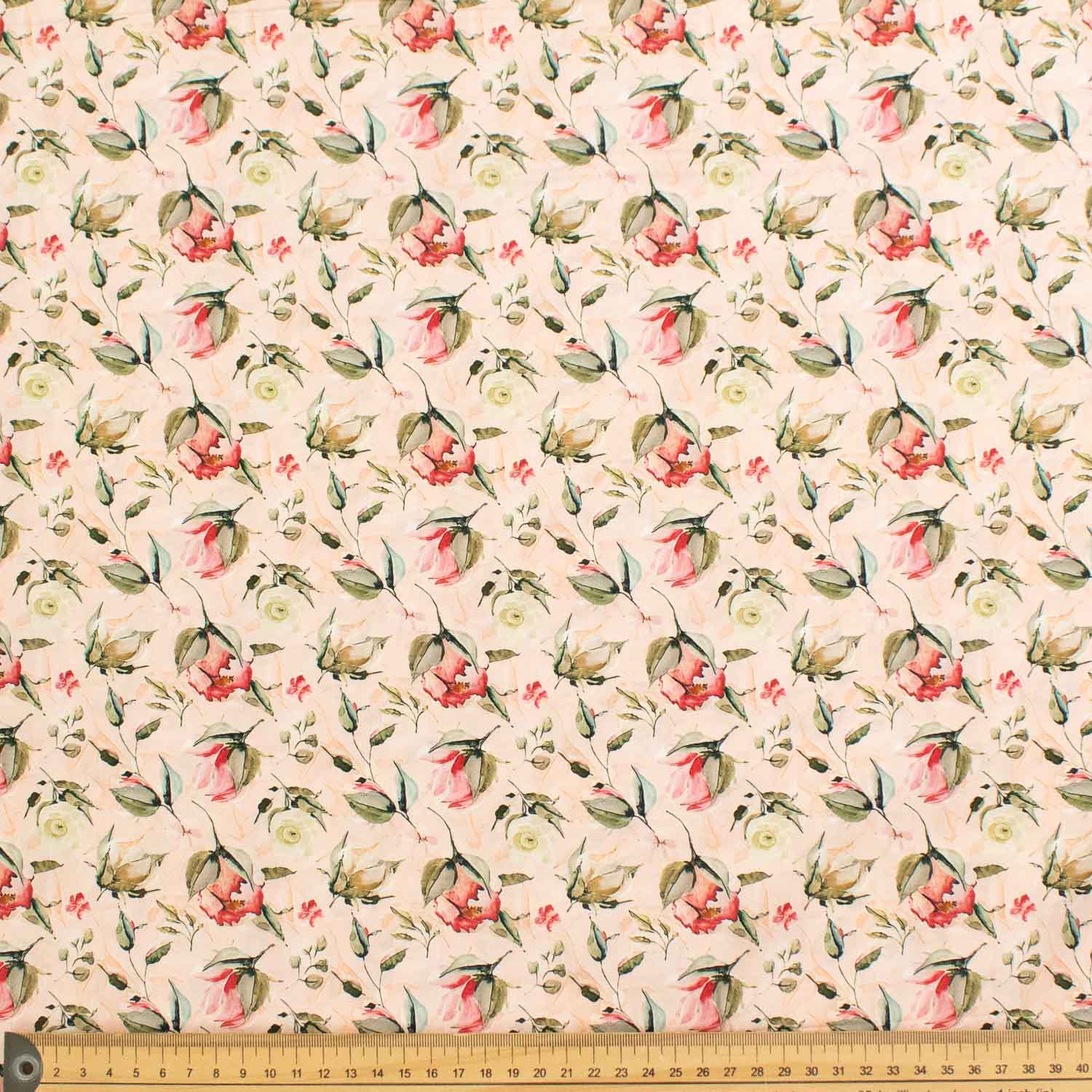 Peach Roses on Peach Cotton Print