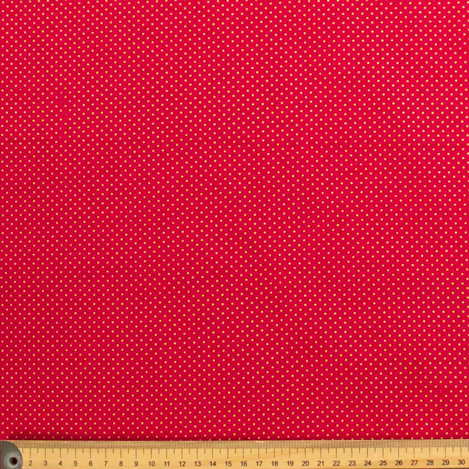 Metallic Gold Foil Dots on Red Christmas Cotton Prints