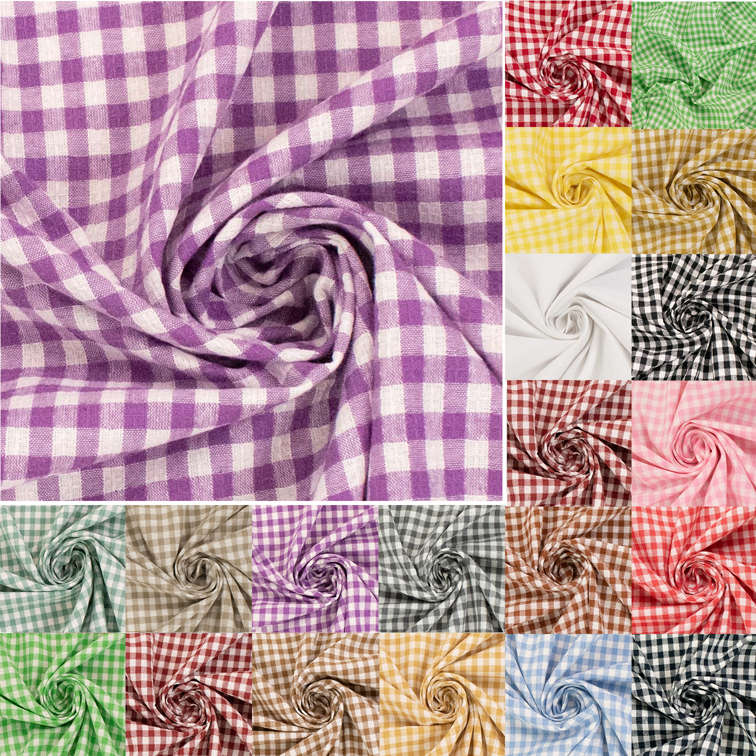 1/4-inch Cotton Gingham Yarn Dyed Checks