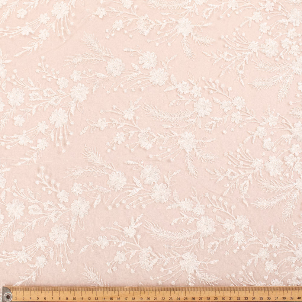 Light Weight Embroidered Couture Bridal Laces – DR23 White Floral Vines