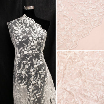 Light Weight Embroidered Couture Bridal Laces – DR23 White Floral Vines