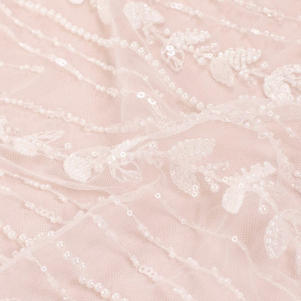 Heavy Beaded Embroidered Couture Bridal Laces – RRF2405 Off White Starburst