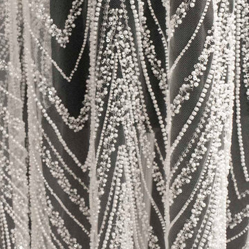 Heavy Beaded Embroidered Couture Bridal Laces – RRF2408 Off White Glamorous Chevron