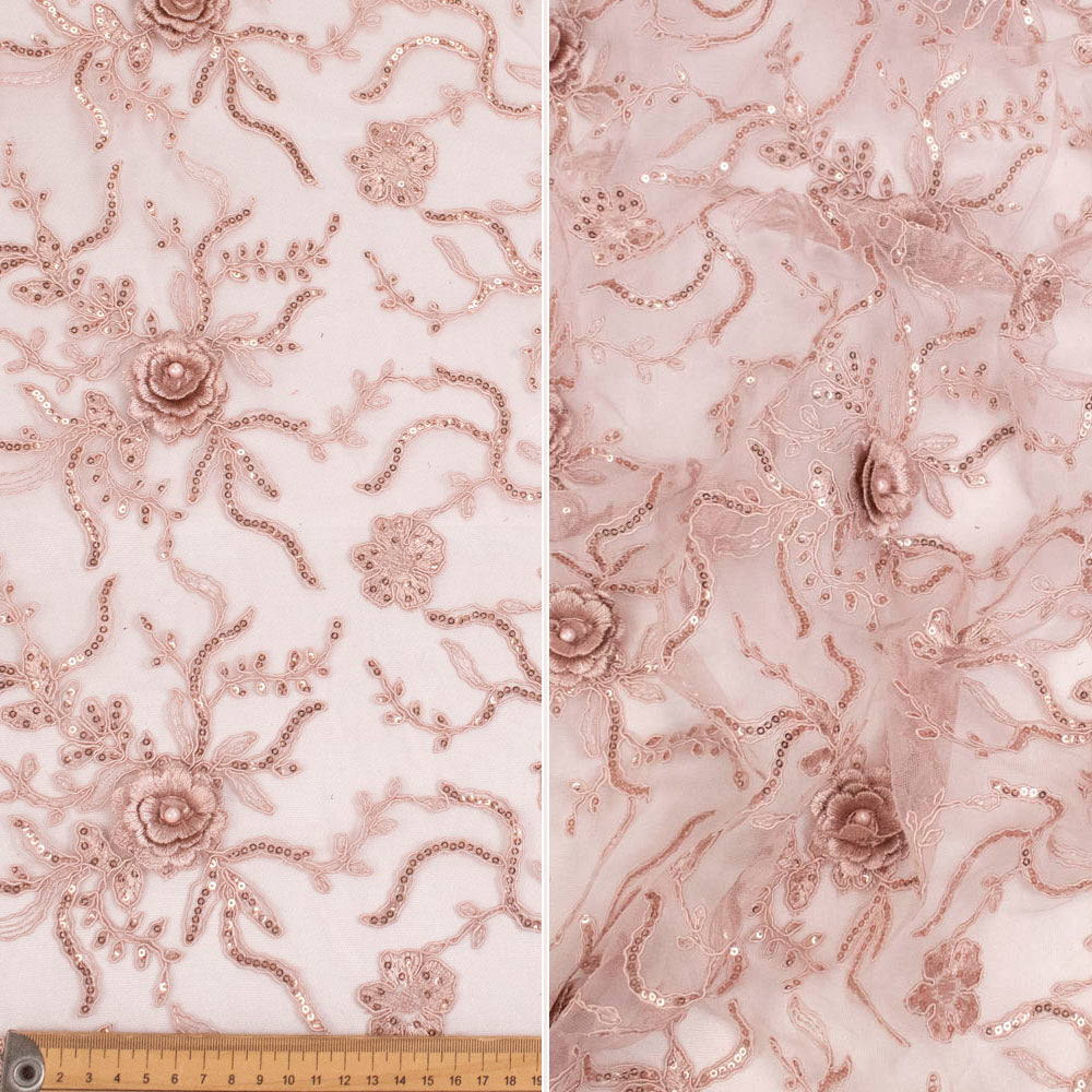 Metallic Cord Embroidered Couture Laces – WS21 3D Floral Vines Sequin Lace