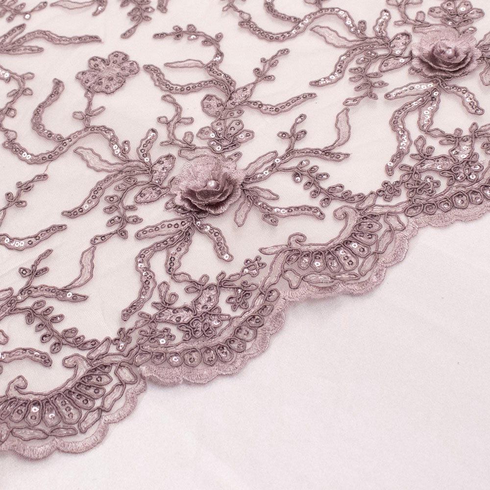 Metallic Cord Embroidered Couture Laces – WS21 3D Floral Vines Sequin Lace