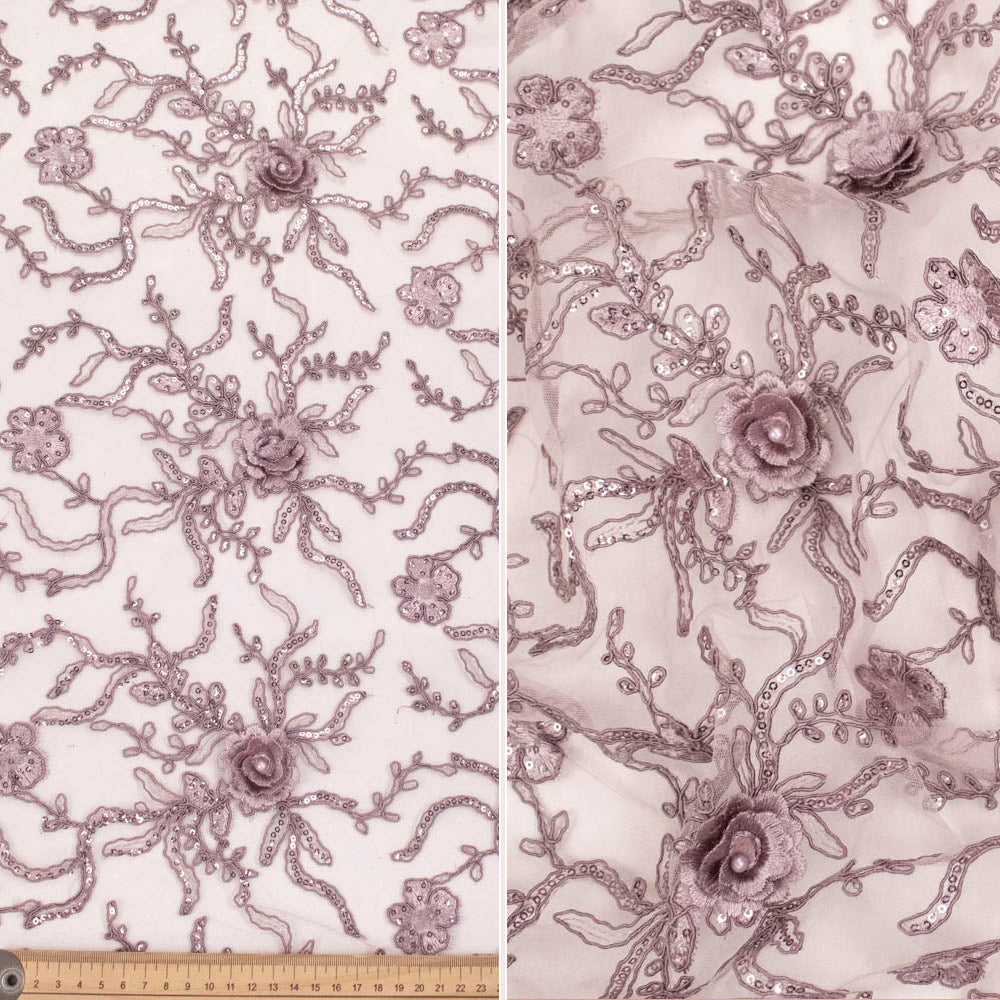 Metallic Cord Embroidered Couture Laces – WS21 3D Floral Vines Sequin Lace