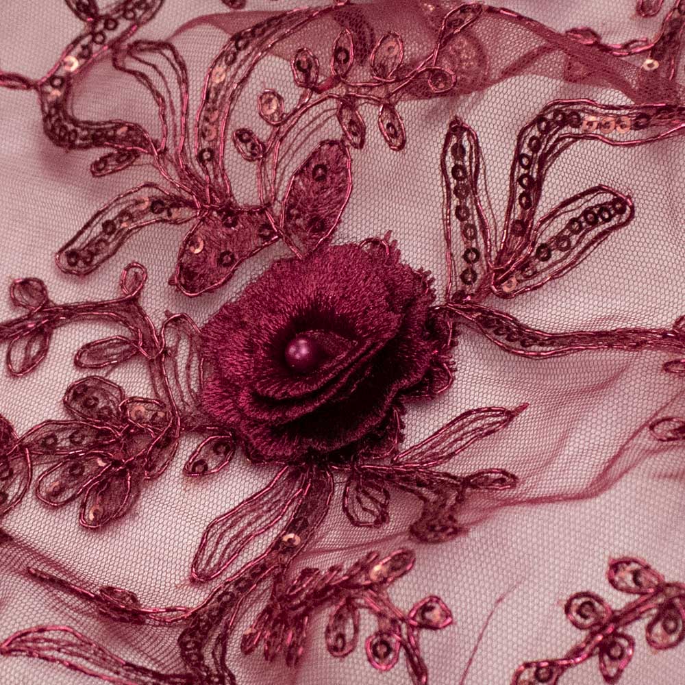 Metallic Cord Embroidered Couture Laces – WS21 3D Floral Vines Sequin Lace