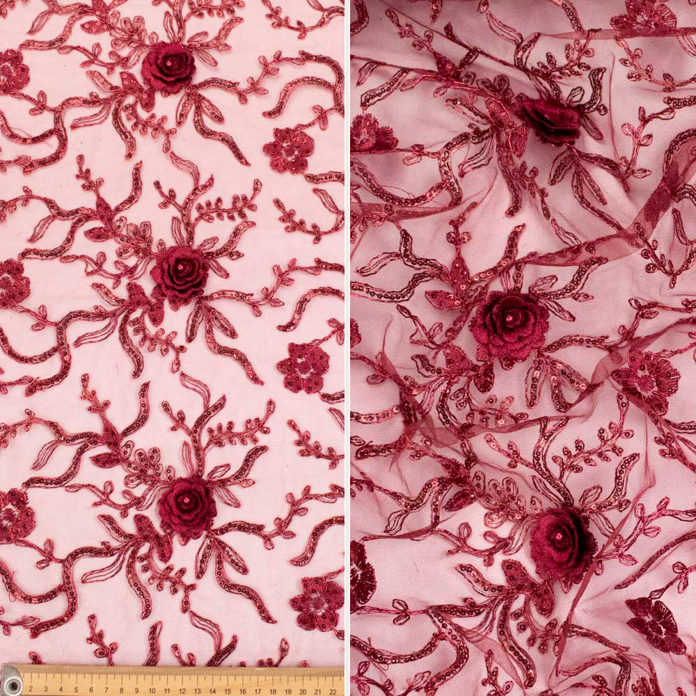 Metallic Cord Embroidered Couture Laces – WS21 3D Floral Vines Sequin Lace