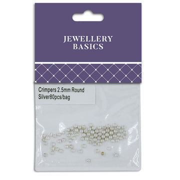 Round Crimpers 2.5mm Silver 80Pcs