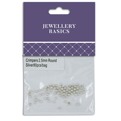 Round Crimpers 2.5mm Silver 80Pcs