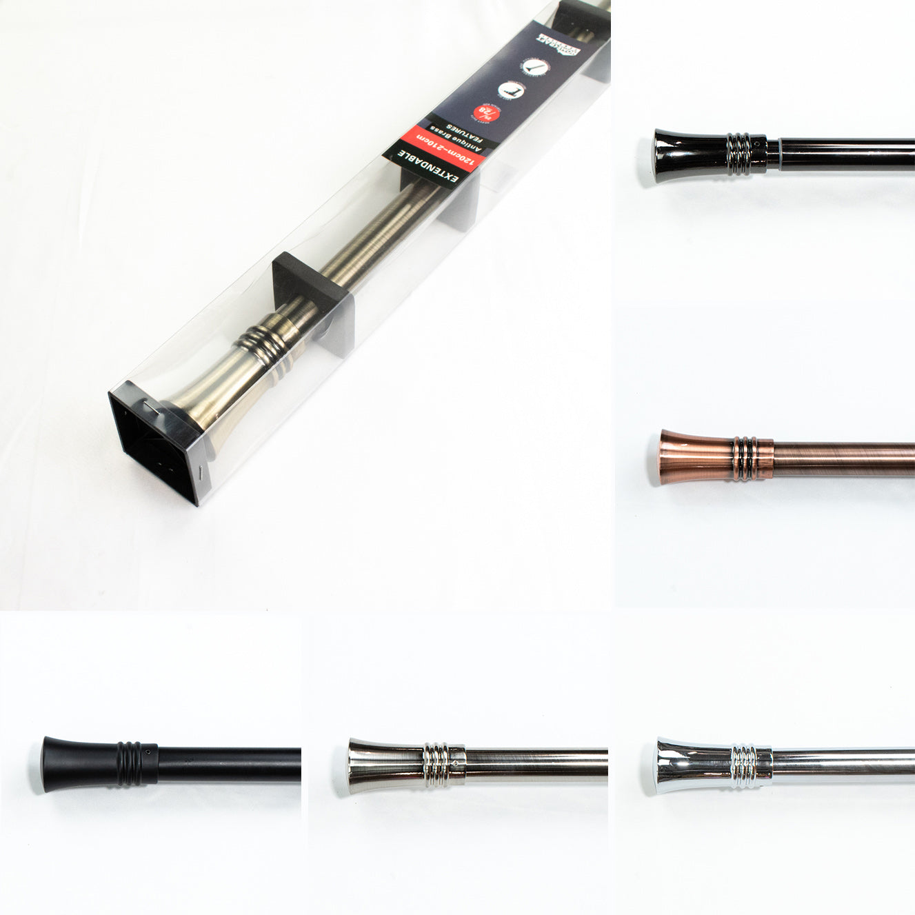 Expandable Curtain Eyelet Rod Set - 25/28mm