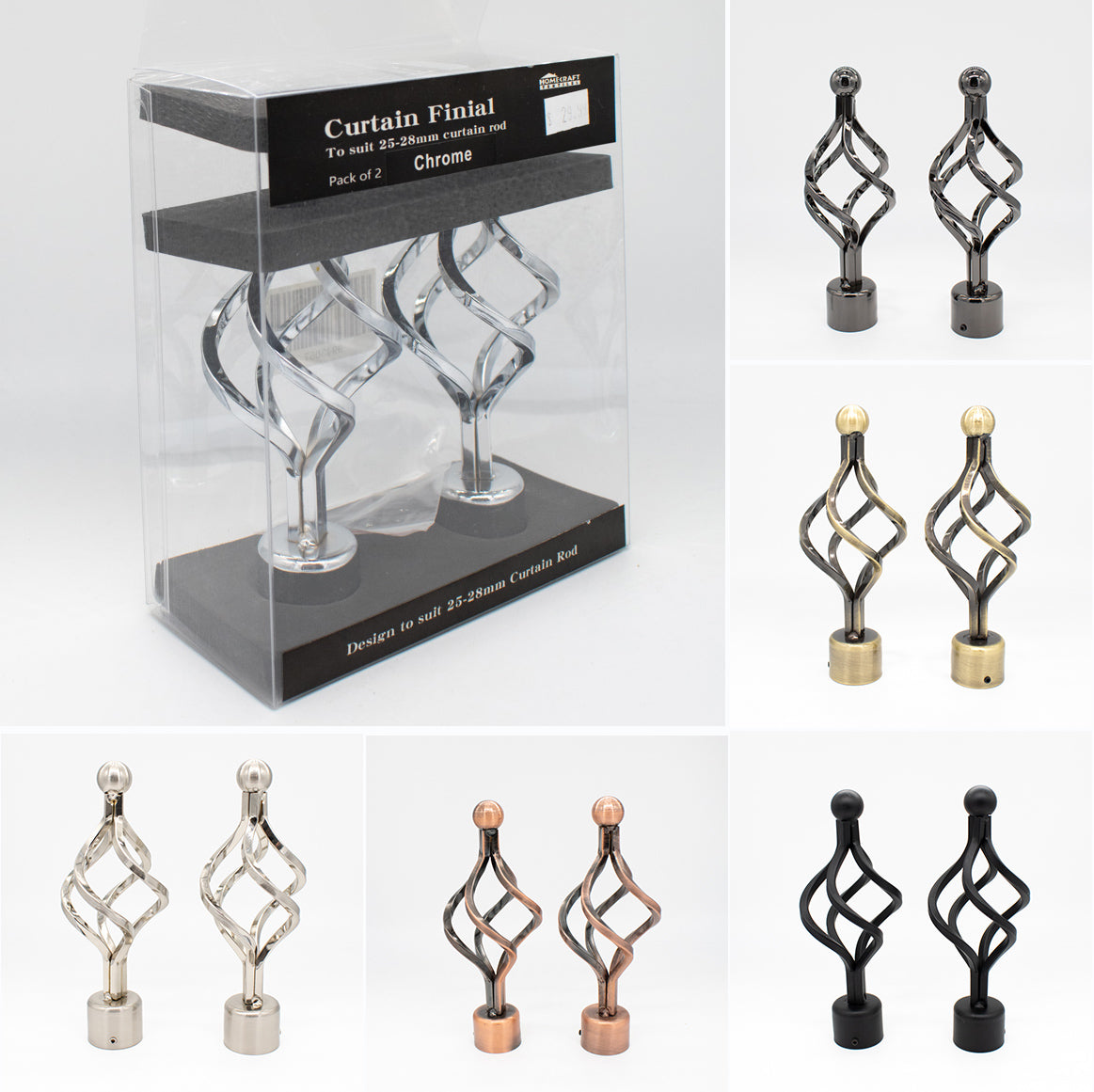 Curtain Rod Finials Spiral Rod End Caps