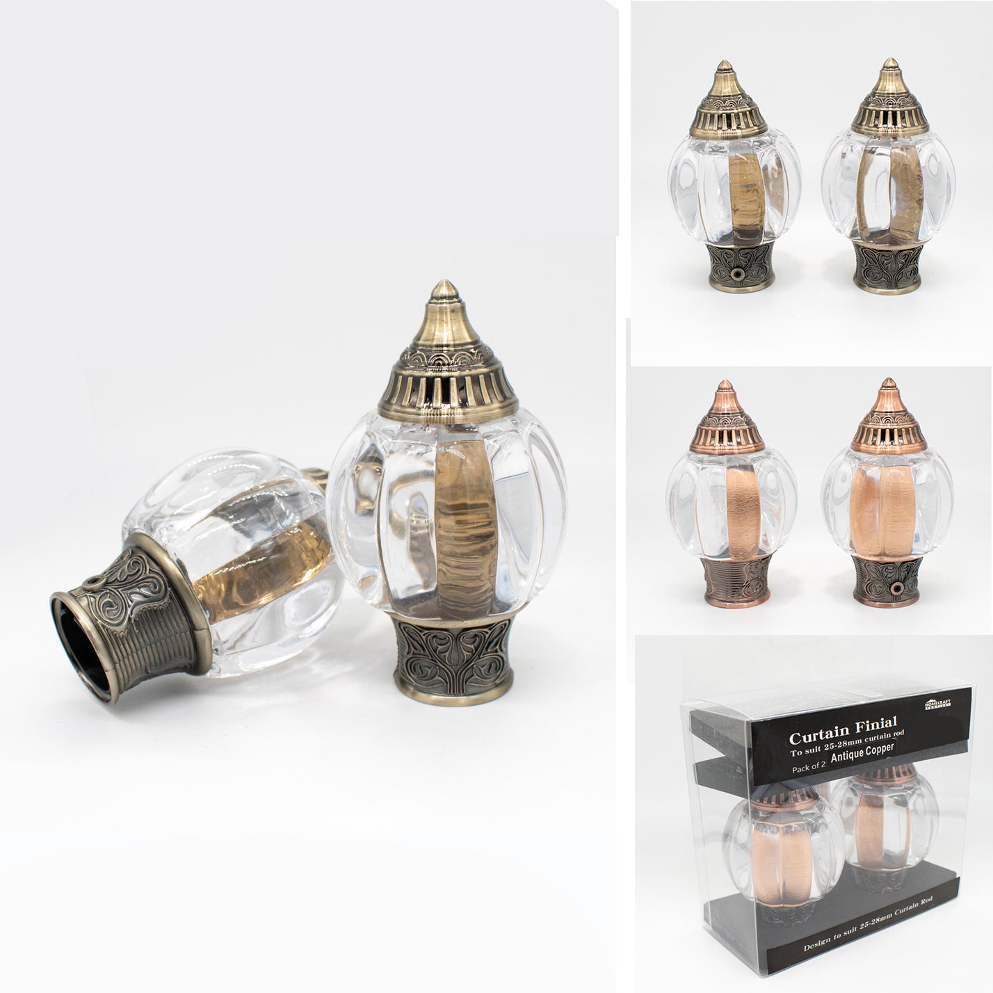 Curtain Rod Finials Vintage Crystal Ball Rod End Caps