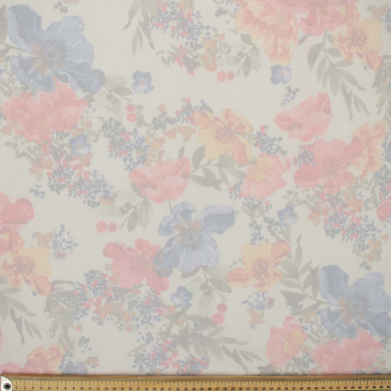 Digital Printed Fine Soft English Tulle Dark Blue Poppy