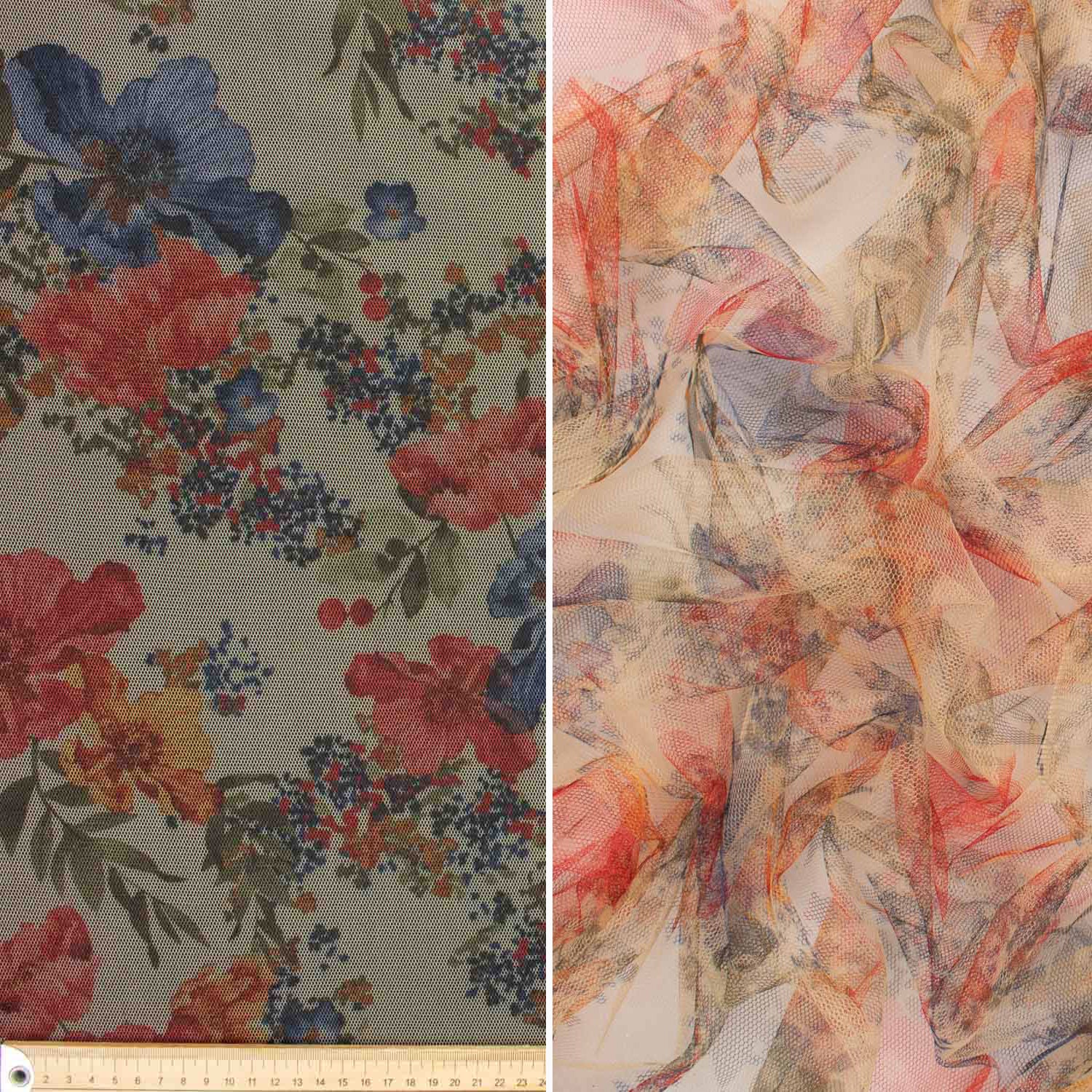 Digital Printed Fine Soft English Tulle - The Devon Collection