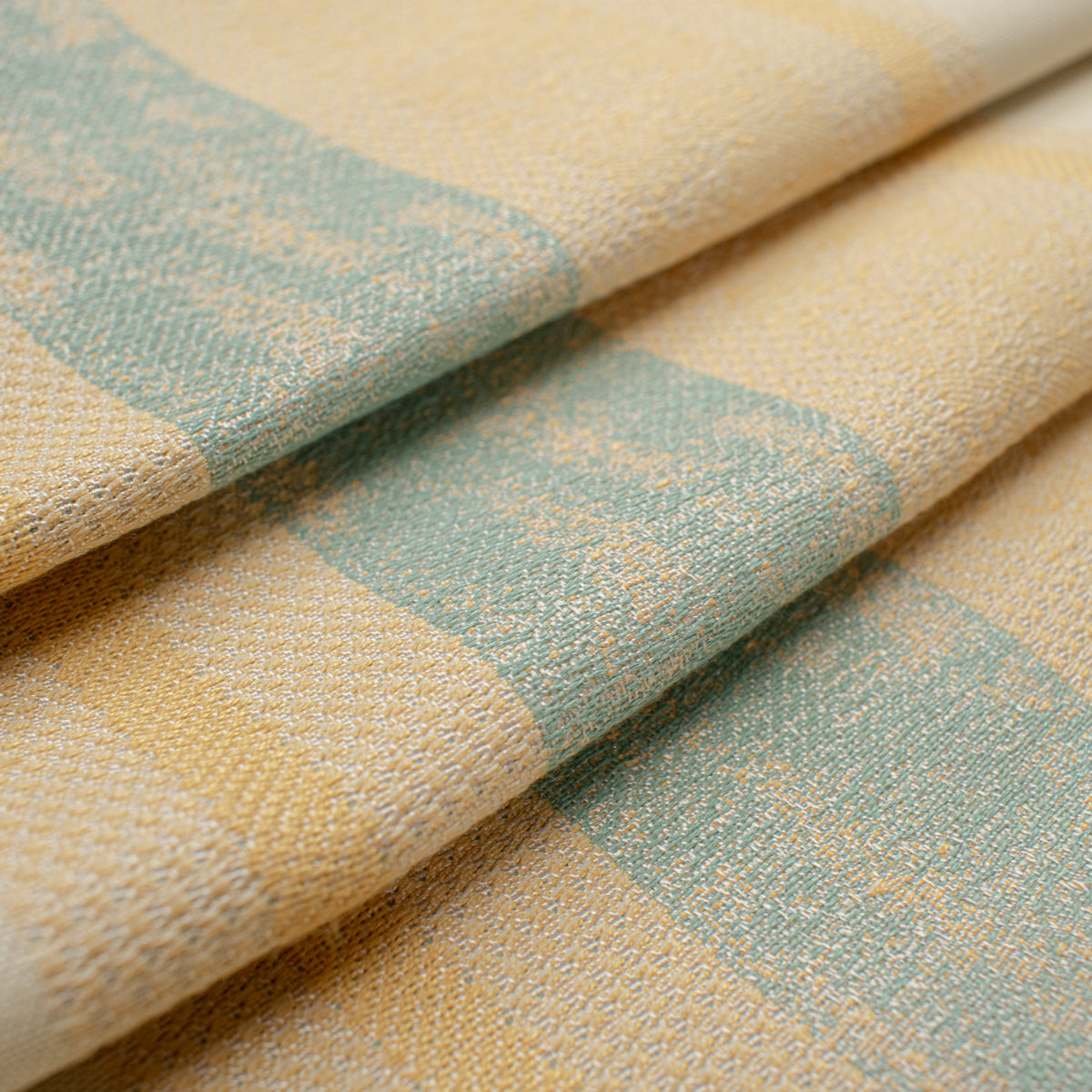 Artisan Stripe Woven Upholstery & Suiting Fabric in Aqua/Gold