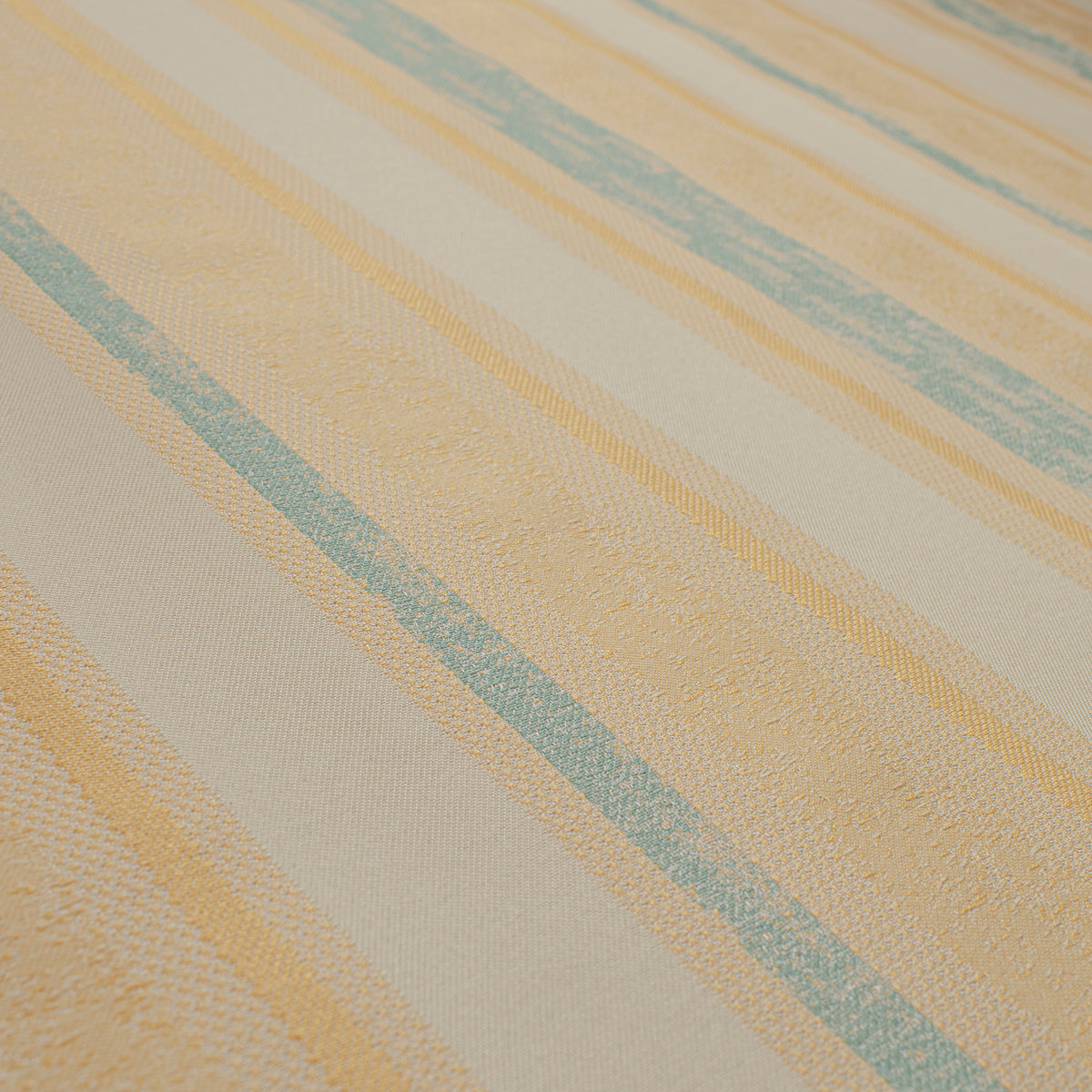 Artisan Stripe Woven Upholstery & Suiting Fabric in Aqua/Gold