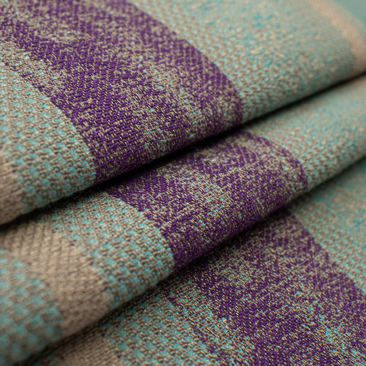 Artisan Stripe Woven Upholstery & Suiting Fabric in Aqua/Purple
