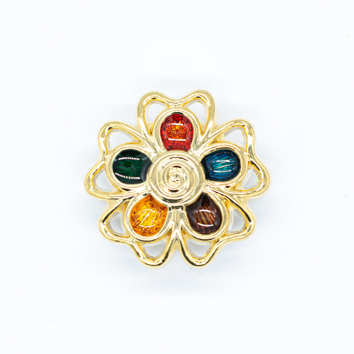 Enamel Flower Button 3cm Gold