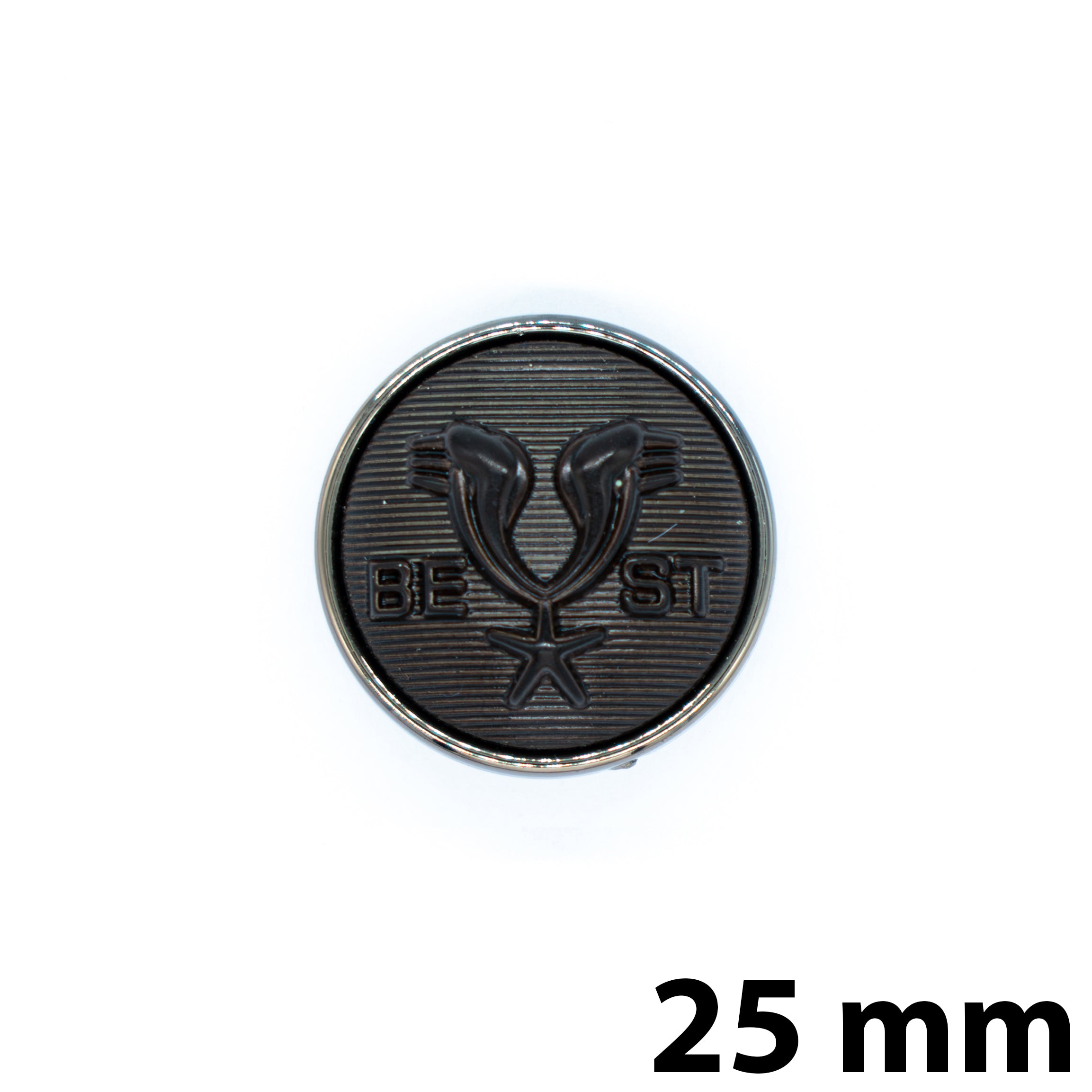 Heritage Crest Button Chocolate/Silver