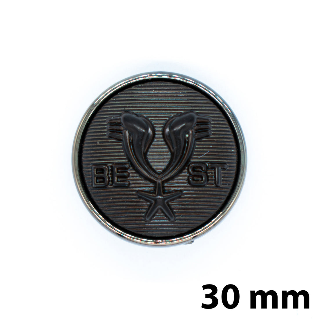 Heritage Crest Button Chocolate/Silver