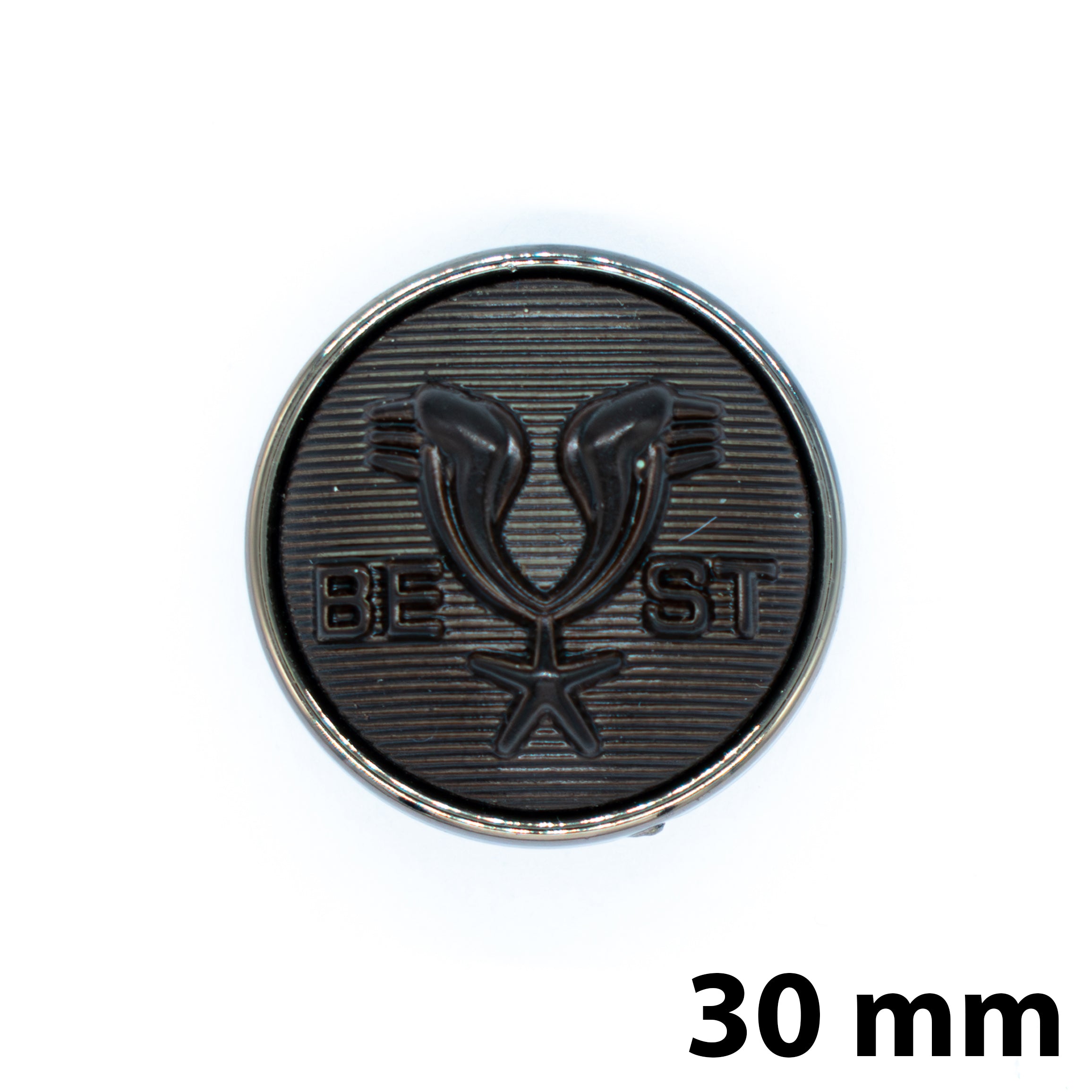Heritage Crest Button Chocolate/Silver