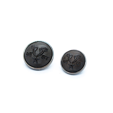 Heritage Crest Button Chocolate/Silver