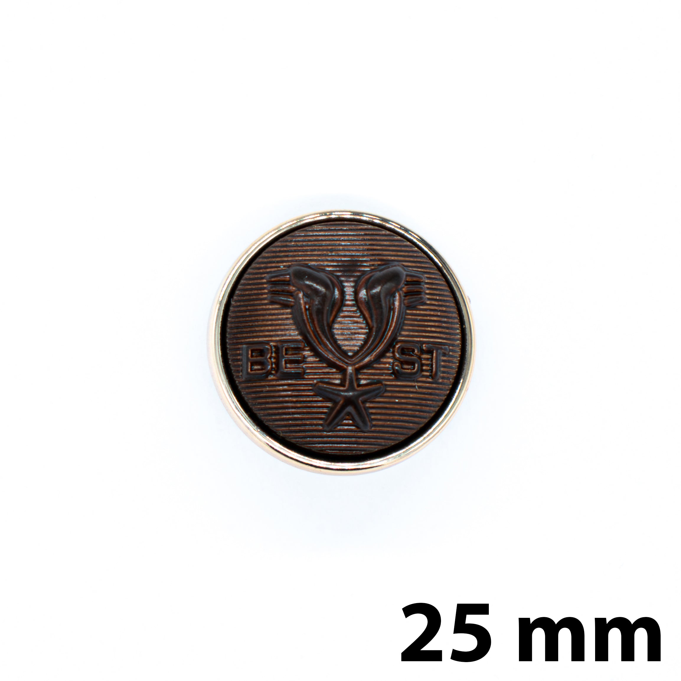 Heritage Crest Button Coffee/Gold