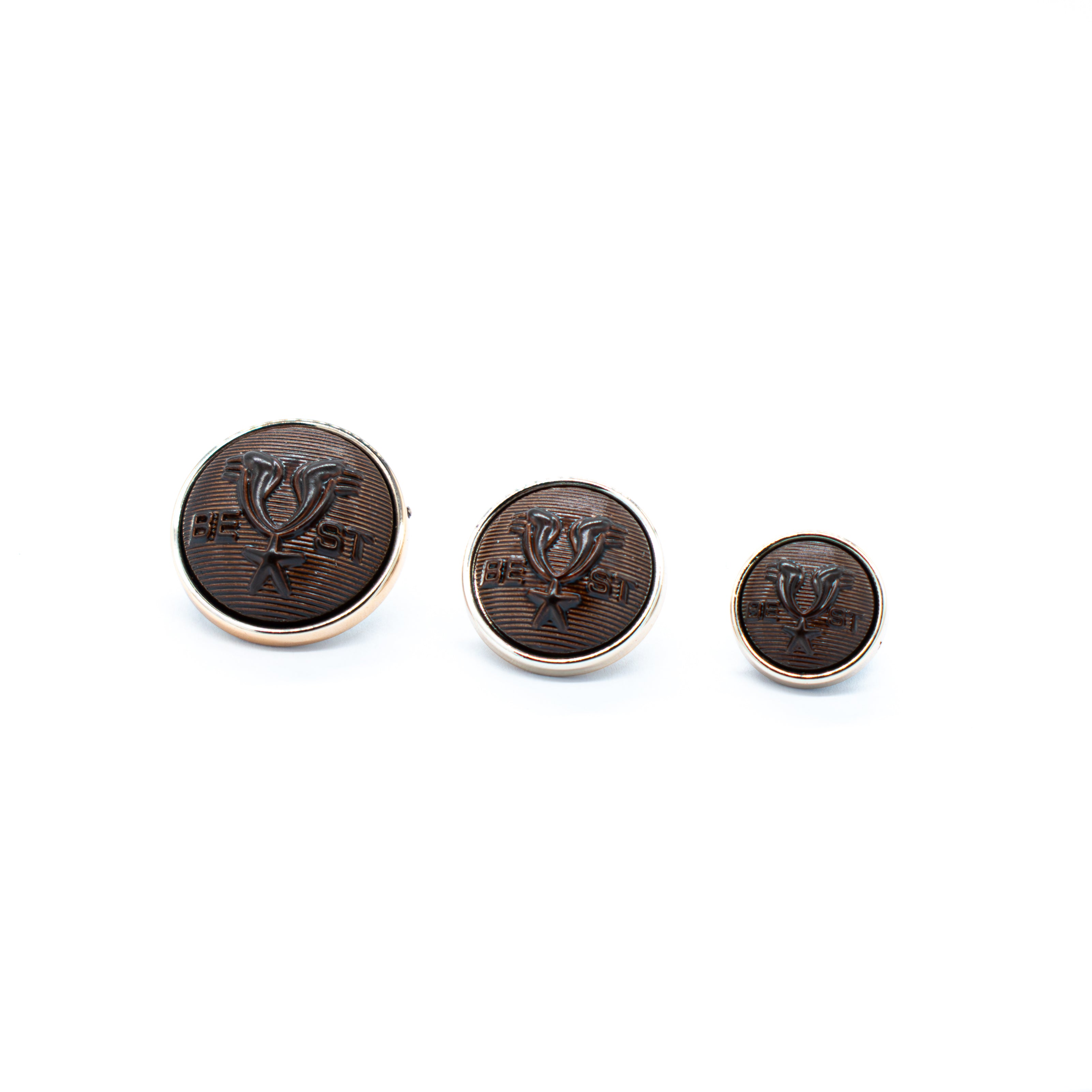Heritage Crest Button Coffee/Gold